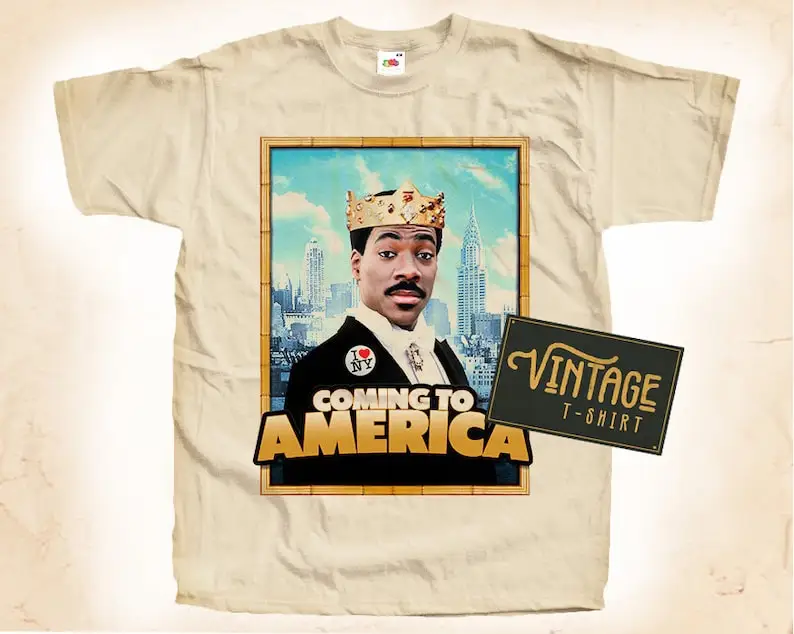 

Coming to America V2 T shirt Tee Natural Vintage Cotton Movie Poster All Sizes