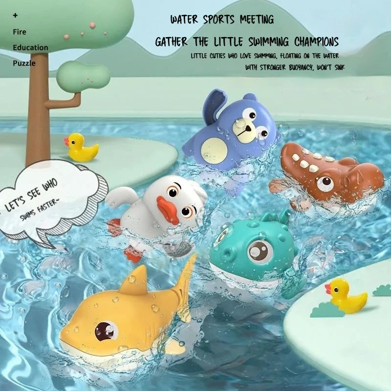 Kids Bathroom Shower Toy Shark Fish Beer Duck Interactive And Edu cation Puzzle Bath Toy For Boys Girls Birthday Xmas Gift