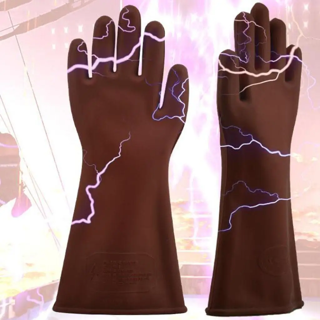 Insulated Work Gloves High Voltage Brown Rubber Protective Gloves for Electrical Working Safety and Shock Resistance