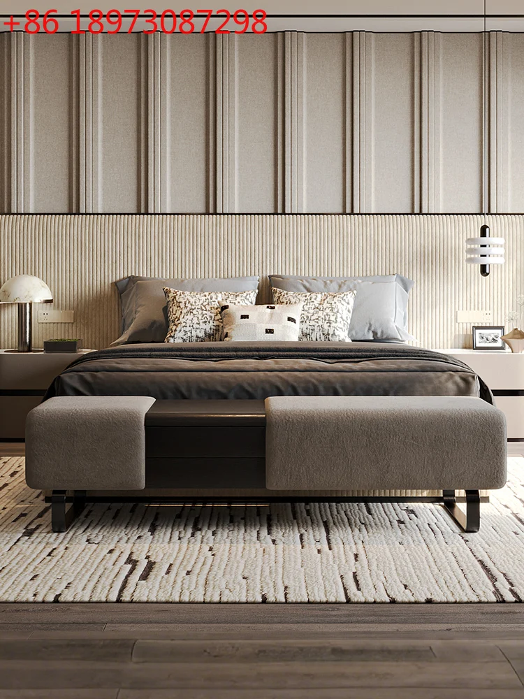 

Italian light luxury bedroom bedside stool premium feeling cloakroom foyer leather shoe changing stool