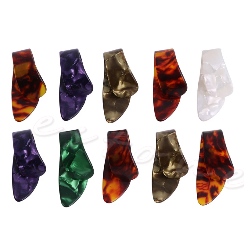 10Pcs Celluloid Guitar Thumb Picks Finger Plectrum Band Mix Color Liparite Set