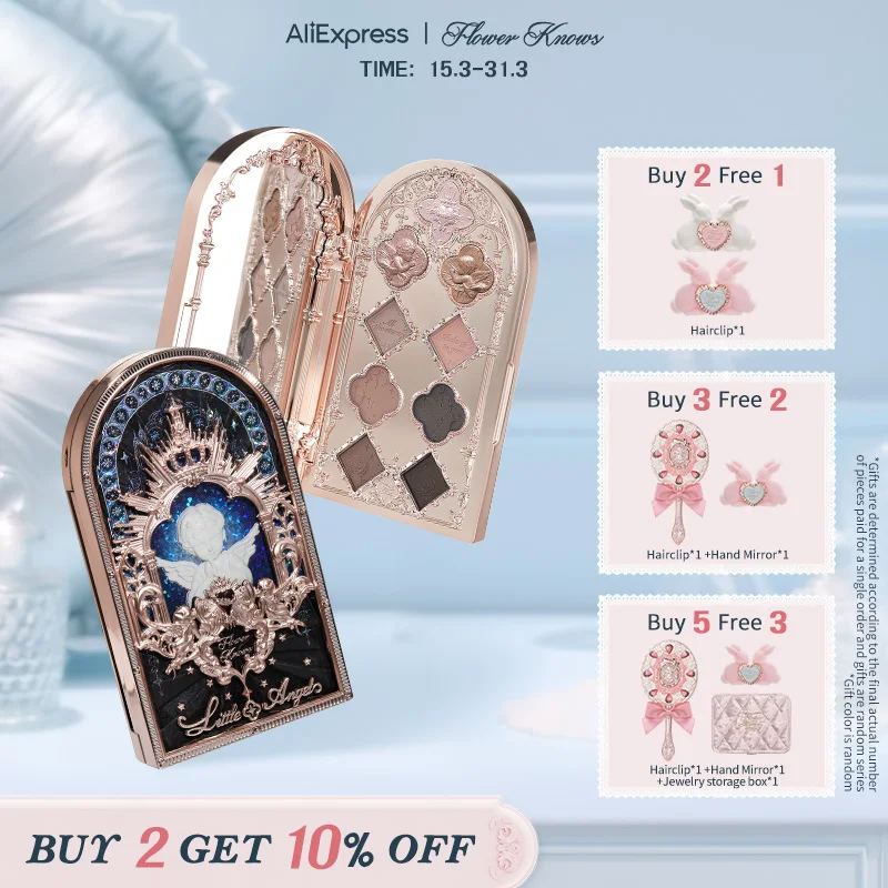 Flower Knows Little Angel Collection Paleta de sombras de ojos de nueve colores Brillo mate delicado