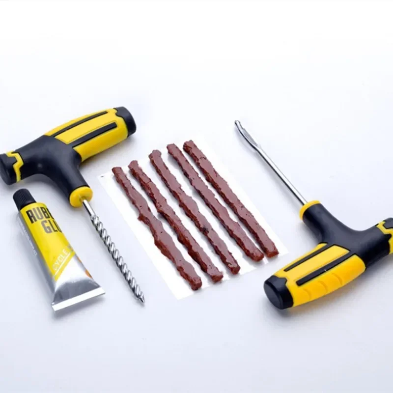 Car Motorcycle Tire Repair Tool Kit Studding Tool Set Auto Bike Tubeless Tyre Repairing Puncture Plug Garage Car Accessories