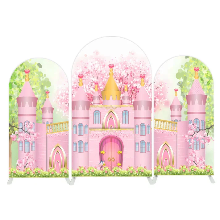 

Mehofond Custom 2-Sided Fairy Tale Forest Castle Girls Birthday Party Baby Shower Covers Chiara Arch Background Decor Backdrop