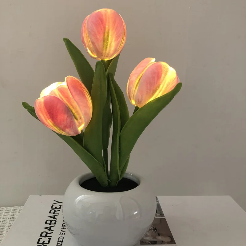 Tulip LED Lamp Night Simulation Flower Atmosphere Desk Light Room Table Decoration Lamp Festival Gift Ambient Lighting