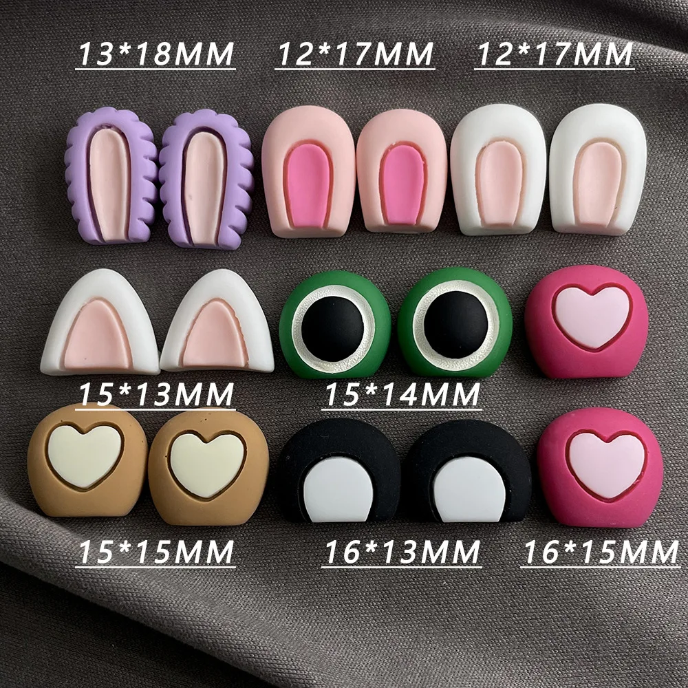 10pcs Animal Rabbit Bear Cat Ears Cabochons Flatbacks Resin Items Scrapbook Accessories Phone Case Deco Parts Craft Supplies