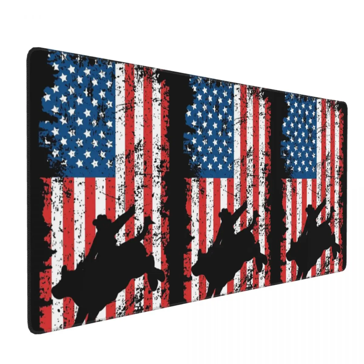 Bull Rider, Rodeo, American Flag Large Mouse Pad Computer Keyboard Mouse Mat Gamer PC Laptop Desk Mat Accessories Table Mats