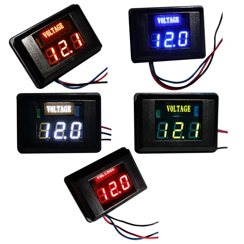 Car Motorcycle 3 Wire LED Digital meter age Meter DC 12V Capacity Monitor