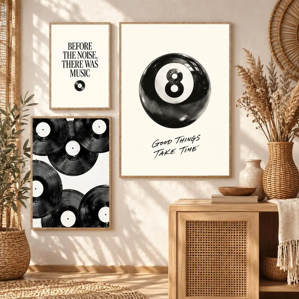 Retro Vinyl Eight Poster Art Wall Stickers & Self-Adhesive Decals for Home, Bedroom & Living Room