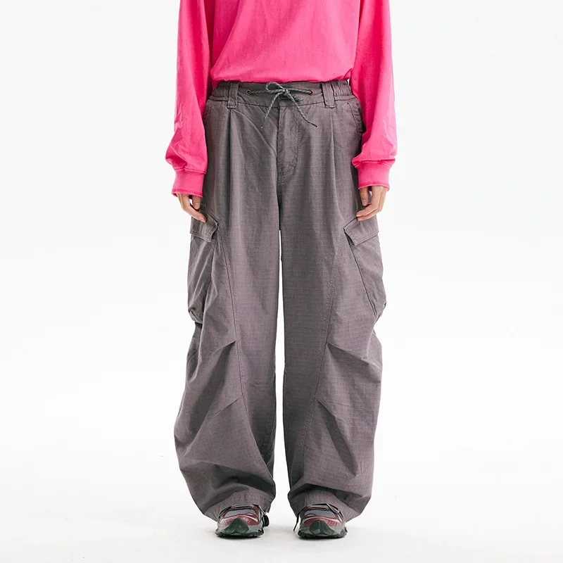 

Women Men Japanese Fashion Streetwear Loose Casual Wide Leg Cargo Pants Washed Cotton Baggy Pant Campus Boys Girls Trousers