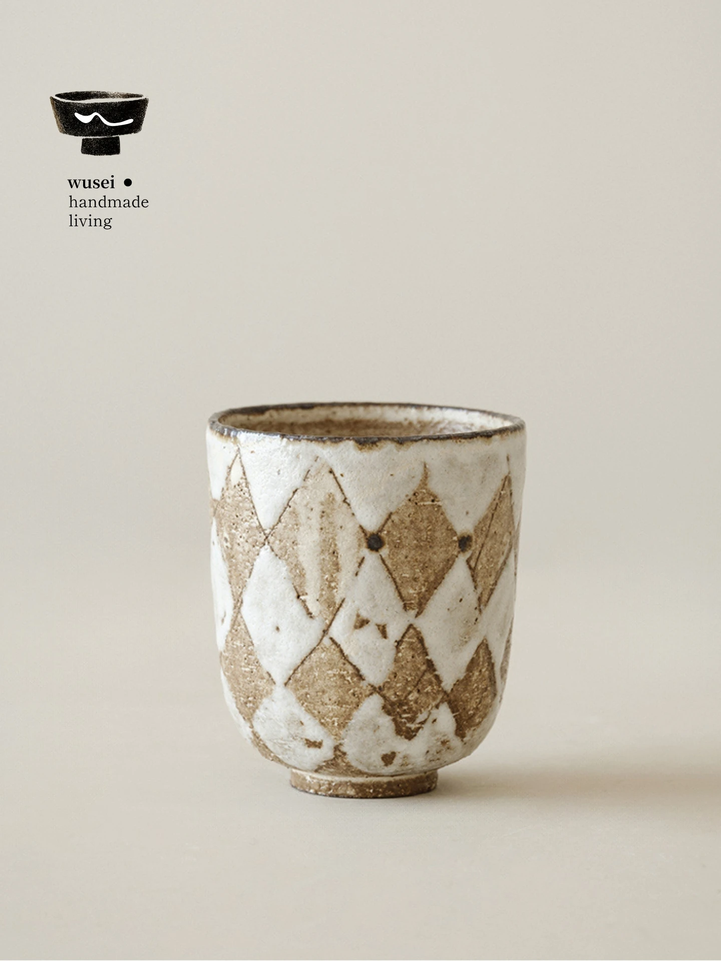 Wusei Handmade Vintage Checkered Grip Cup Simple Water Fragrance Cup Latte Cup Straight Mouth Cup Ceramic Coffee Brewing Uten...