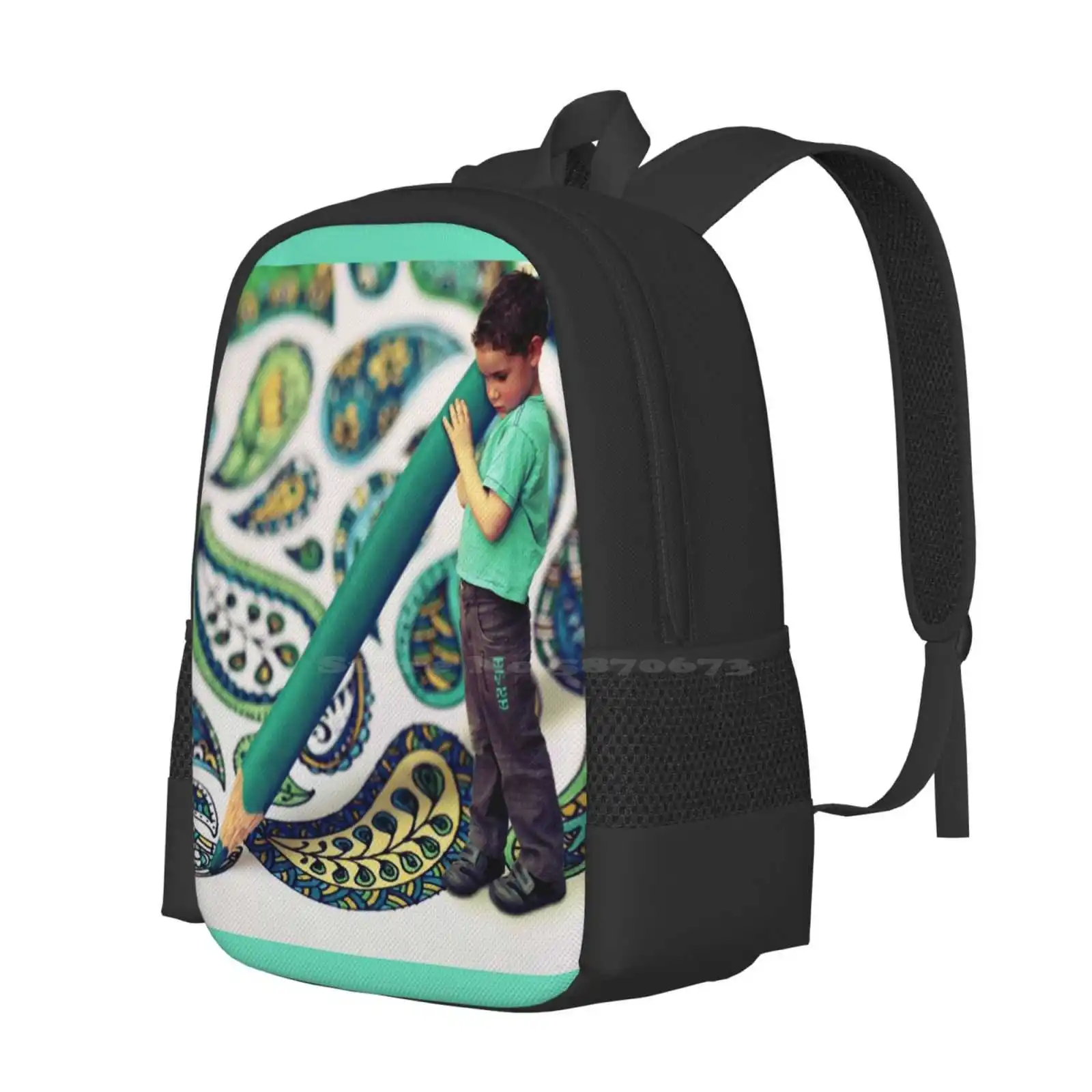 Ajout du.... Sac d'école de grande capacité, sac à dos pour ordinateur portable, Micklyn, Photomanipulation, Photoshop, Zentangles artistiques, Doodles, Paisley