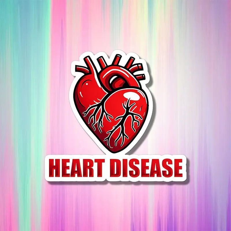 

1Pc 2D Flat "Heart Disease" Anatomical Heart Vinyl Sticker, Waterproof Decal for Car, Laptop, Bumper, Window & Skateboard