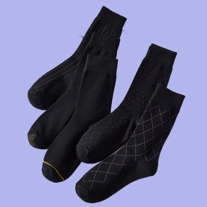 5/10 Pairs Summer Black Leather Shoes Long Socks Business Pants Medium Length Thin High Socks Suit Socks Men's Long Socks