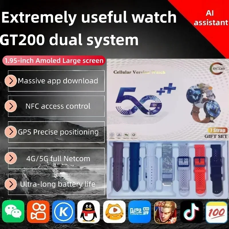 

GT200 NFC Smartwatch 1.95” HD AMOLED Display GPS Positioning Workout Modes Sport Fitness Smart Watch