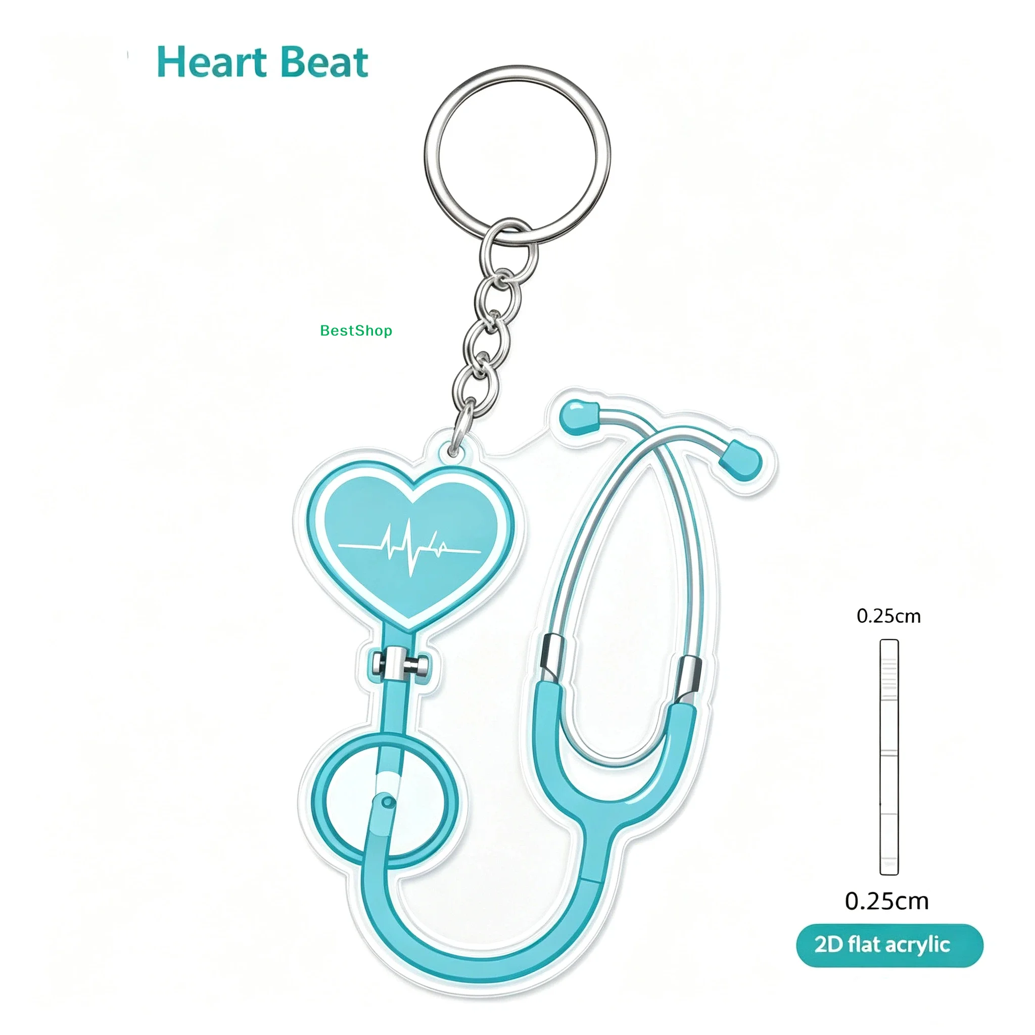 〔R〕2D Acrylic Stethoscope Keychain Cute  Gift For Nurses Doctors Desk Decor Gift