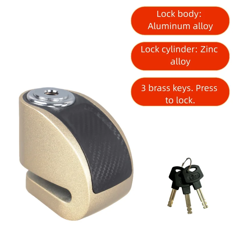 Falante Motorcycle Roulette Zinc Alloy Lock Bicycle Mountain bike stroller Scooter brake Disc Lock Three brass keys view 4