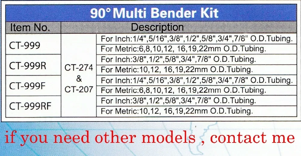 90-degree Multi Bender Kit CT-999RF Brass Pipe Bender Refrigeration Repair Tube Bending Tools 22MM