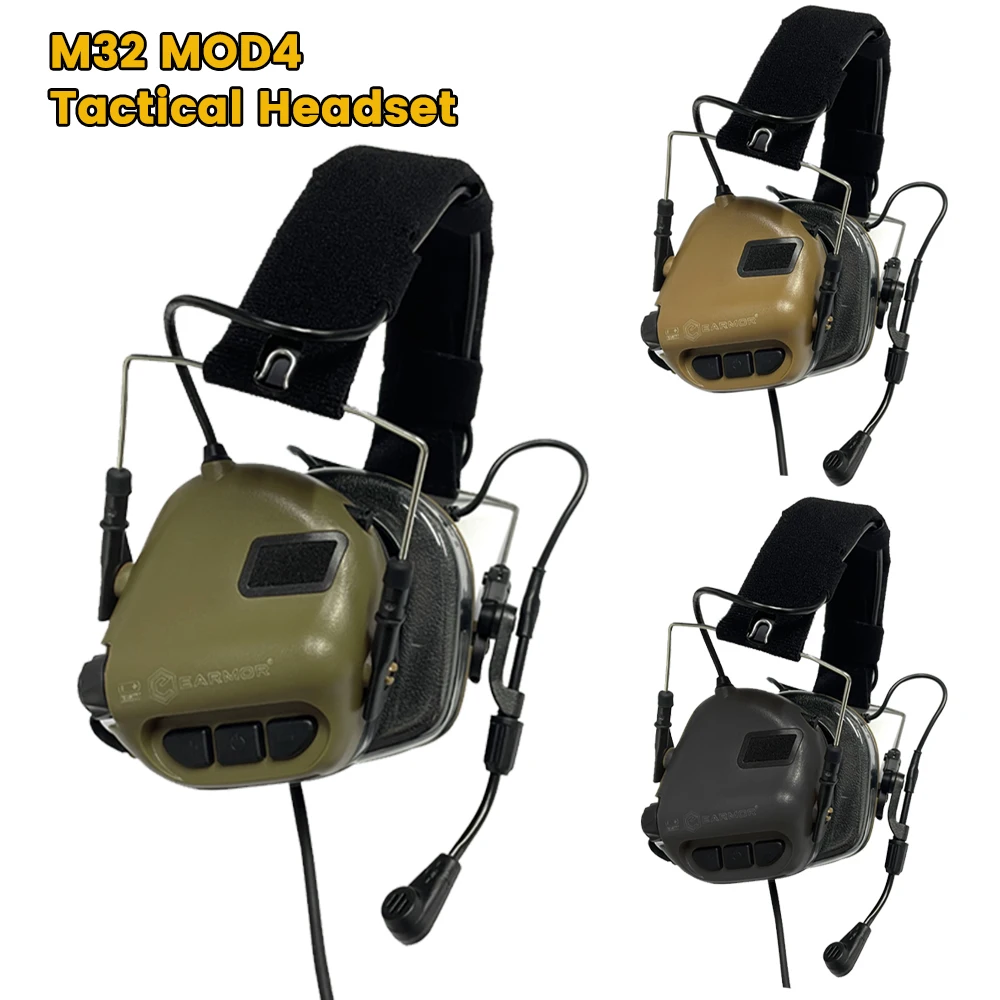 EARMOR-auriculares tácticos M32 MOD4, cascos antiruido con adaptador PTT M51, comunicación de aviación militar, tiro