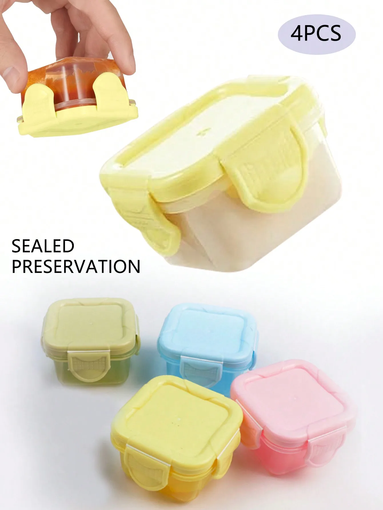 4 Pcs Salad Dressing Container To Gowith Leakproof Silicone Lids Reusable Small Containers For Lunch Boxes Picnics and Travel