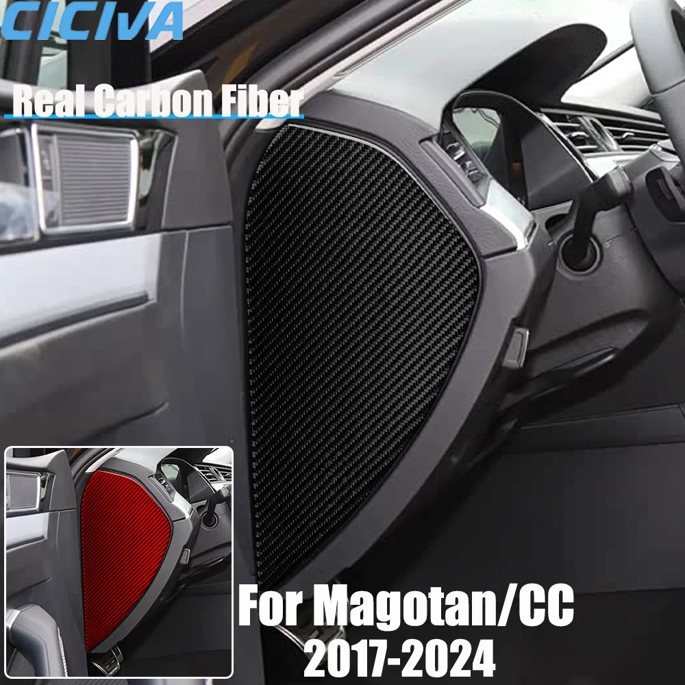 Real Carbon Fiber Car Accessories Door Groove Panel Cover Soft Sticker For Volkswagen Magotan/CC 2017 2018 19 20 21 22 23 24