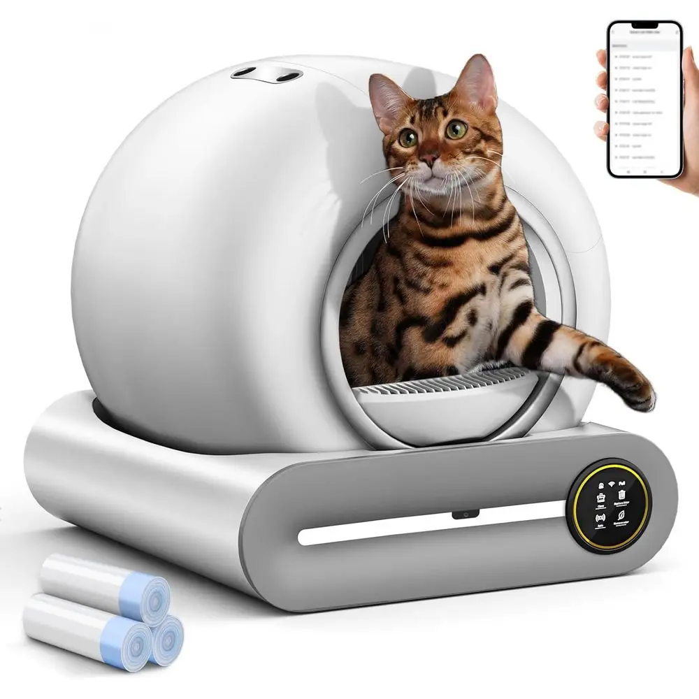 

Automatic Self-Cleaning Litter Box for Multiple Cats with Large Capacity, App-Controlled, Negative Ion Odor Control,Customized