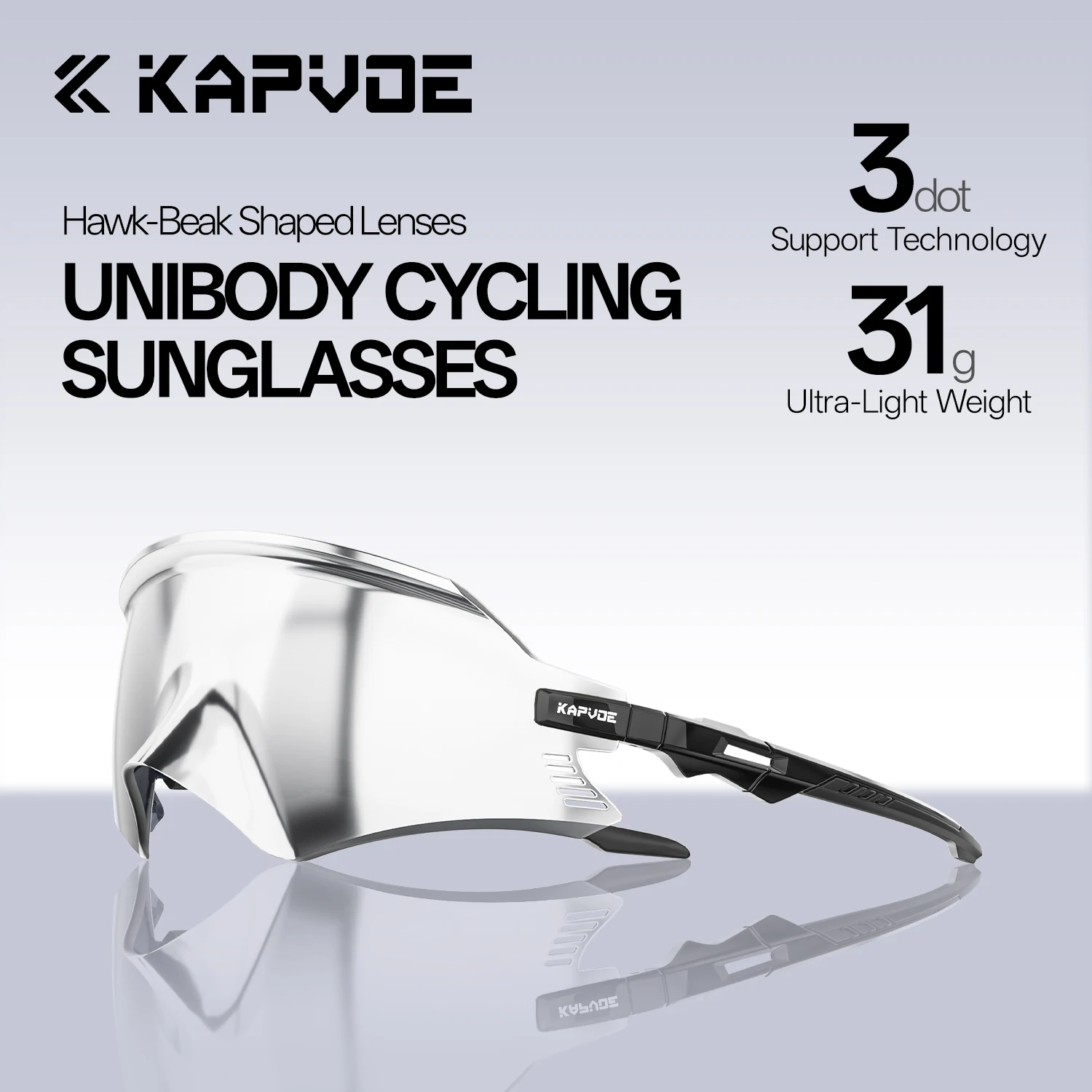 KAPVOE Outdoor Photochrome Fahrradbrille für Herren UV400 Schutzbrille für Straßenfahrten Fahrradbrille Sport Wandern Damen