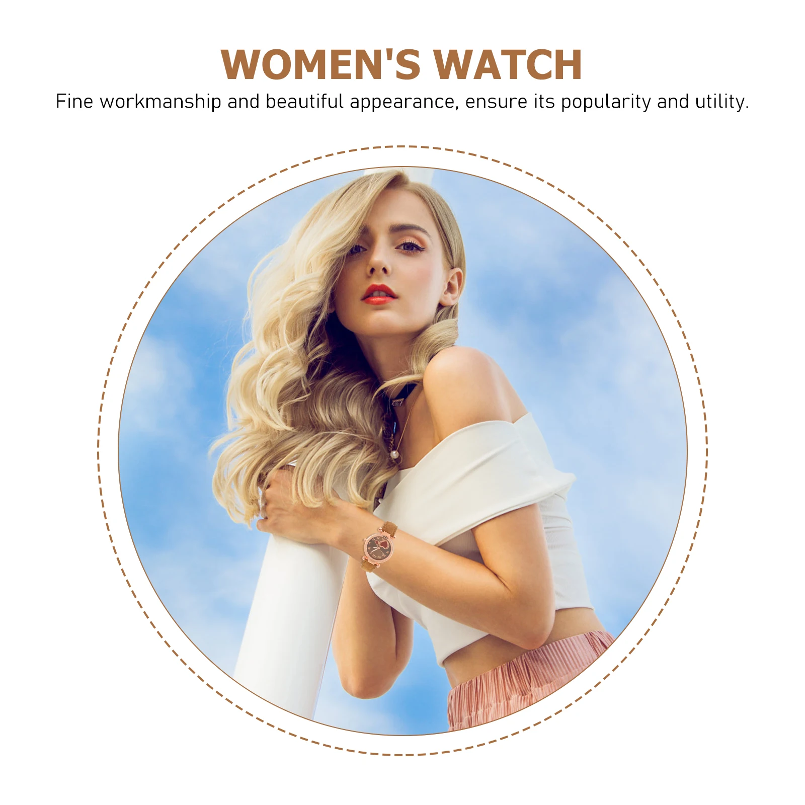 

Women Watch Leisure Wristwatch Fashionable Versatile Adjustable Strap Quartz Gift for Work School Party Women Watch