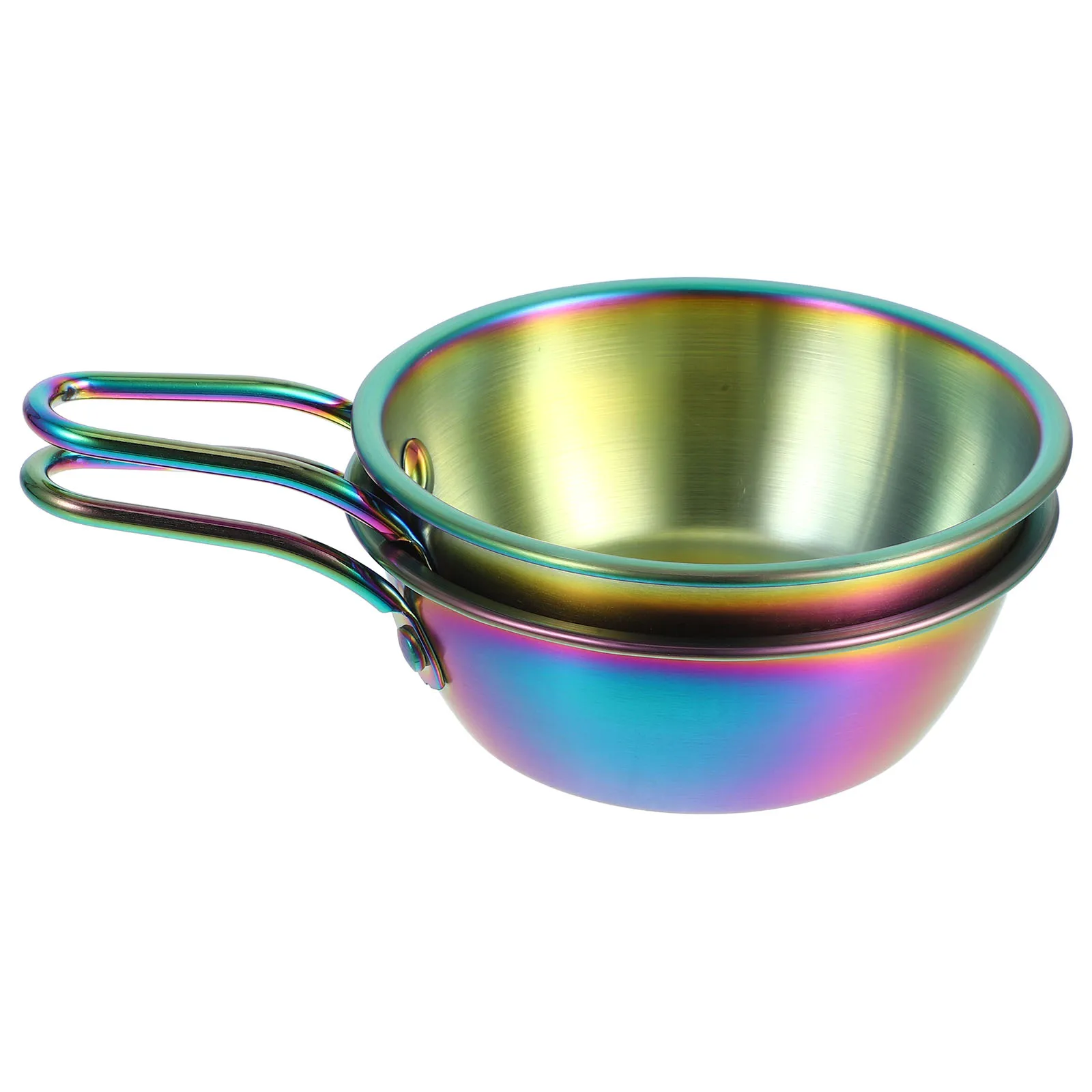 

2Pcs Single H Condiment Bowl Stainless Steel Rice Korean Small Bowl Suitable for Home Restaurant Lightweight Ergonomic