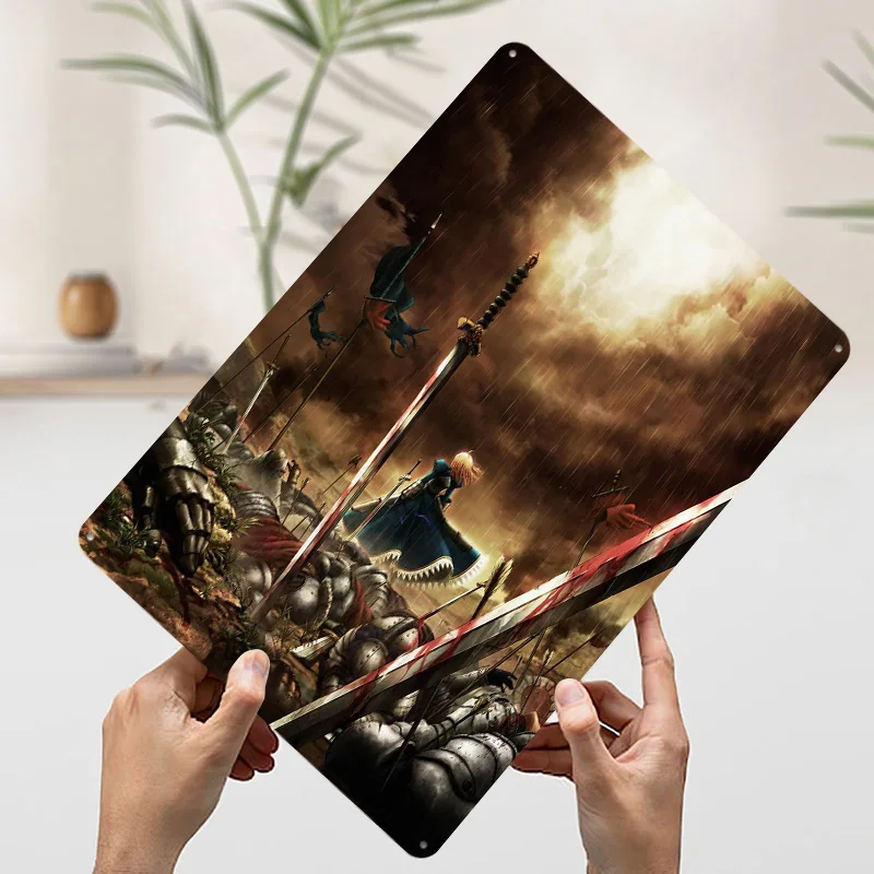 صابر - ساحة المعركة تين تسجيل الجدار ملصق فني أشياء لتصميم الغرفة علامات معدنية قديمة عتيقة للديكور المنزلي فن الجداريات