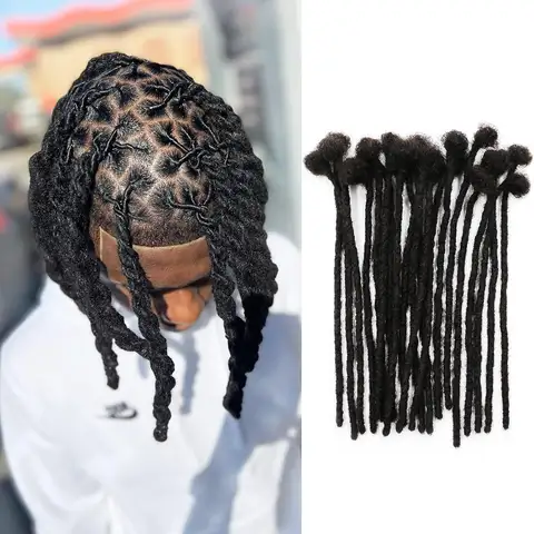 0.8 cm Synthetic Hair Dreadlock Extensions 10 inch 10 Strands Full Handmade Permanent Locs Soft Natural Black Dreads Extension