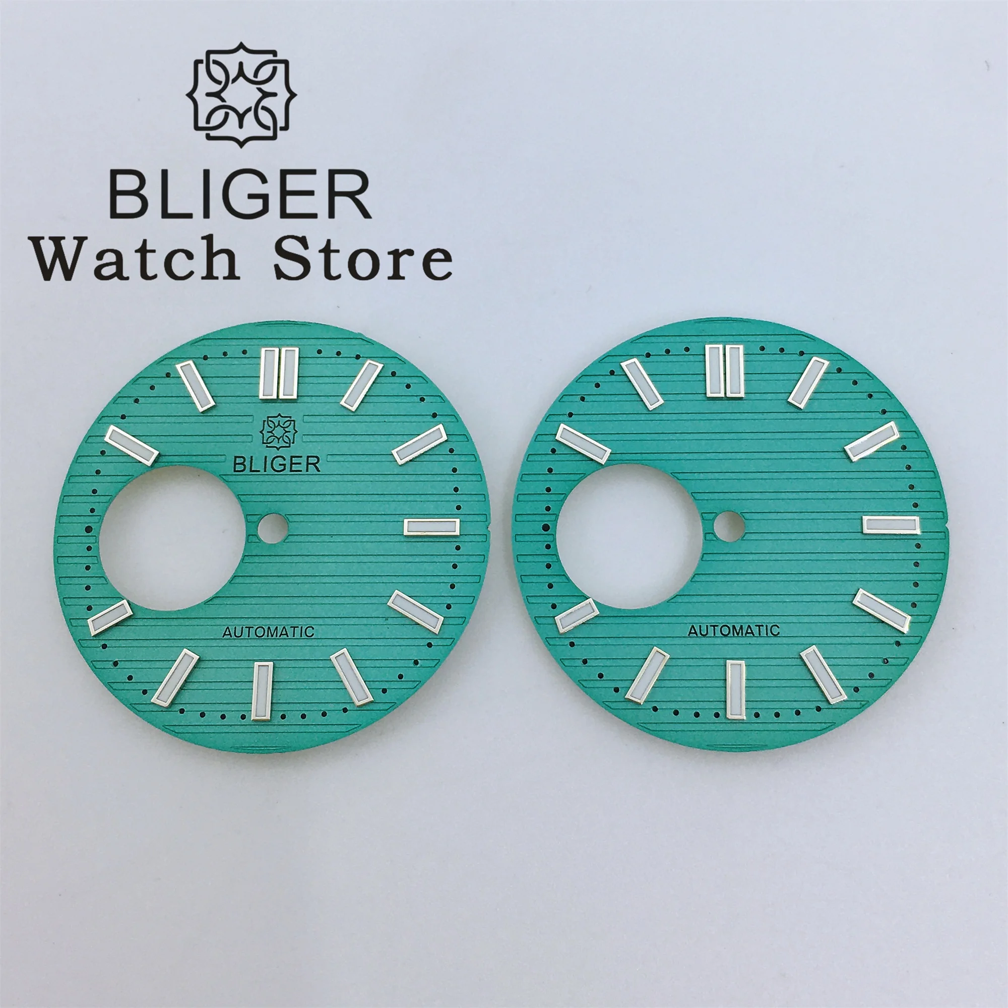 BLIGER-esfera de reloj de 29,8mm, color azul, marrón, negro, plateado, verde, ajuste luminoso, movimiento NH38