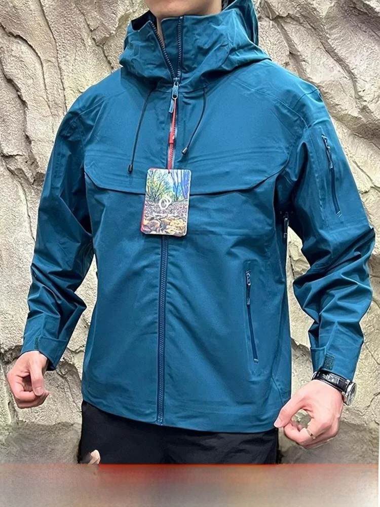 

Водонепроницаемая мужская уличная куртка на молнии под мышками, полностью клеевая ветрозащитная жесткая подкладка, весенне-осенняя повседневная одежда