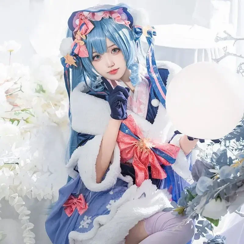 Snow Hatsune Miku cos dress snow miku VOCALOID2023miku Snow Chuyin cosplay women's dress