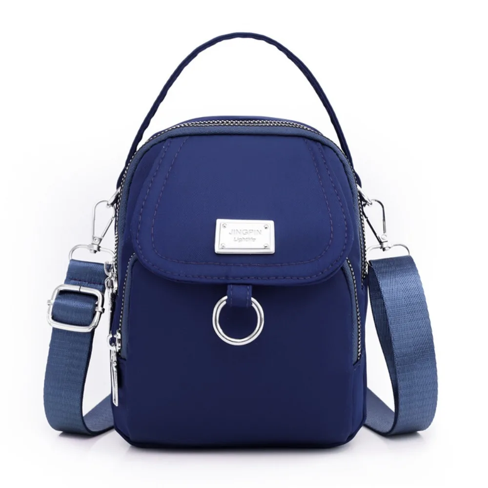

Zipper Nylon Mobile Phone Pouch Large Capacity Casual Single Shoulder Bag 3 Layers Adjustable Strap Ladies Messenger Bag Work