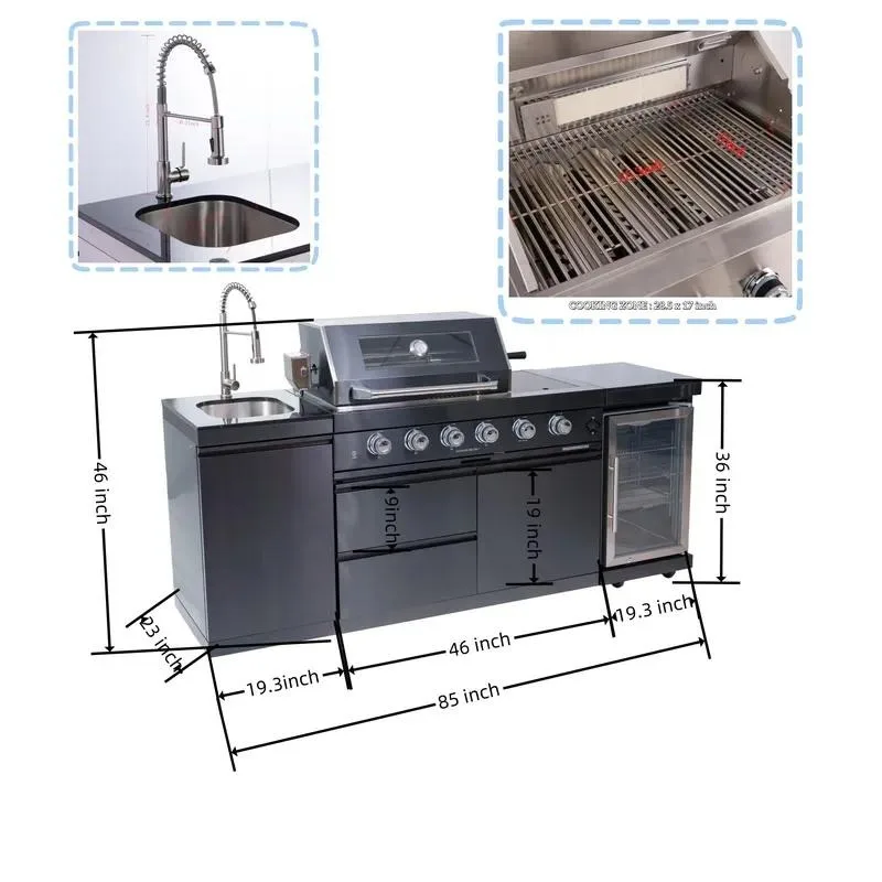 Modern Large Outdoor Kitchen BBQ Island Stainless Steel Eco-friendly Durable Grill Set for Garden Party