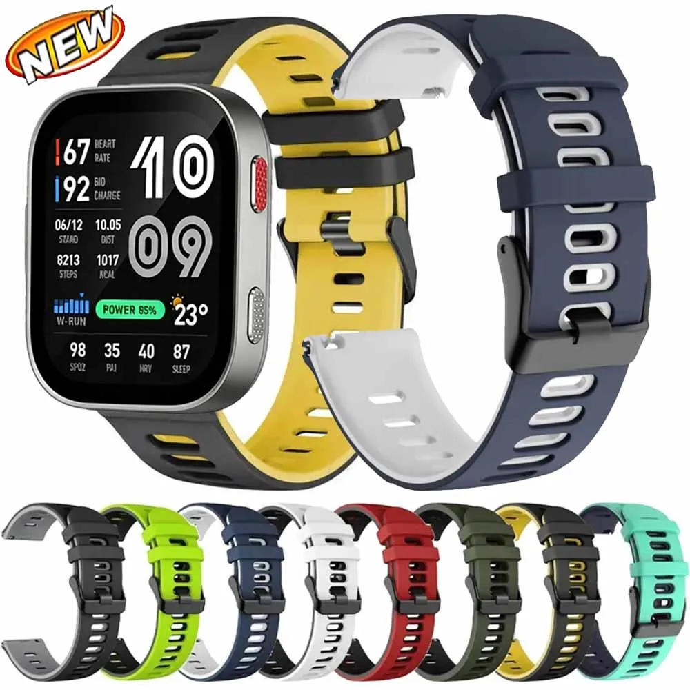 20/22mm Two-tone Silicone Strap for Amazfit Bip Max 6 5 Breathable Bracelet for Amazfit Active Max 3 2/Balance 3 2 1 Soft Correa