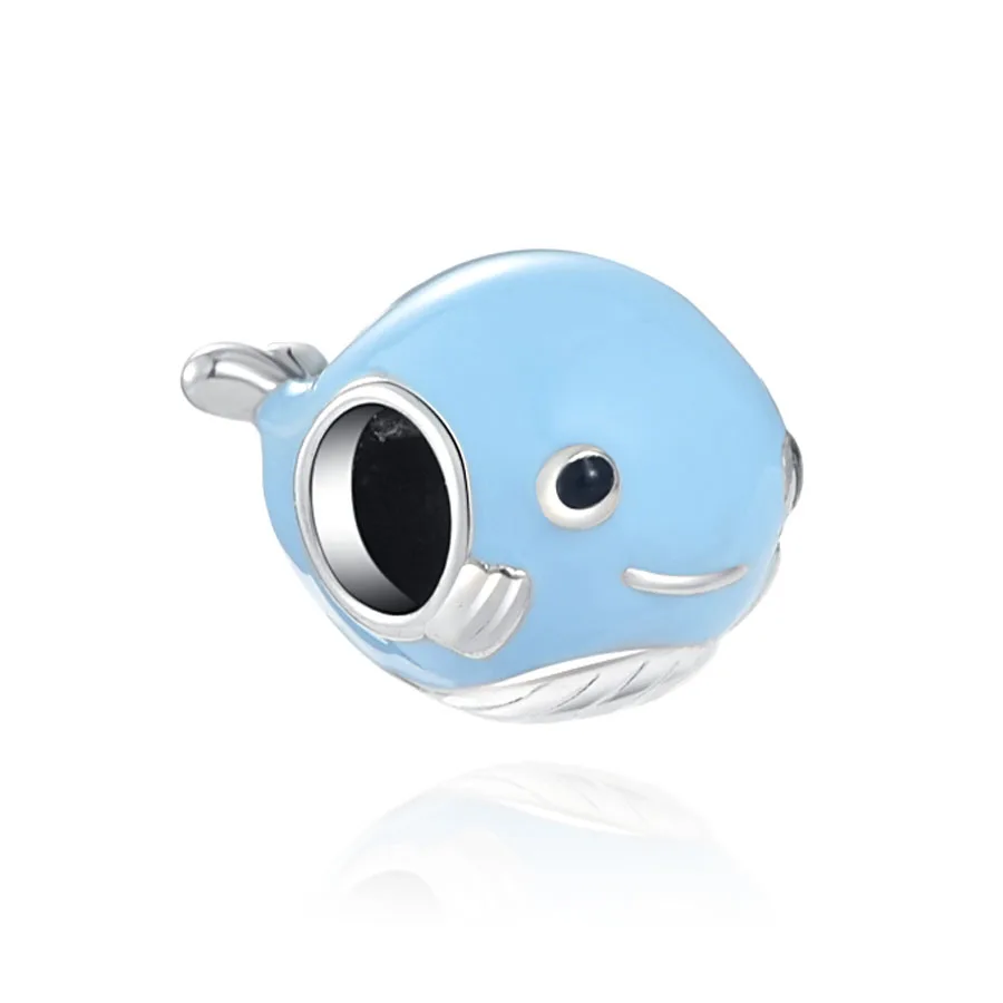 European Blue Ocean Dolphin Eye Diy Bead Fit Original 925 Sterling Silver Plated European Charms Bracelet Jewerly Accessories