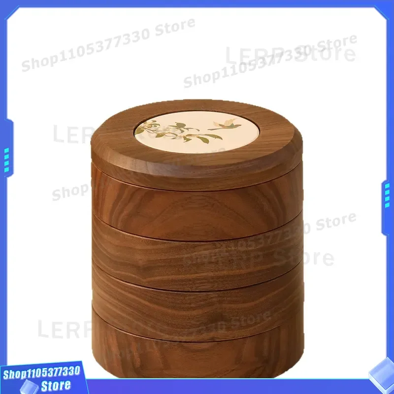 Premium Black Walnut Rotary Jewelry Box Multi-layer Grid Storage for Earrings Necklace Ring Elegant Wooden Organizer Display