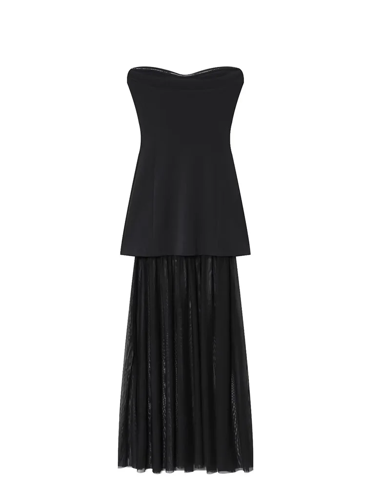 HH امرأة موضة سليم مطوي فستان أنيق حفلة سهرة فستان المرأة الصيف مثير بلا أكمام عارية الذراعين الصلبة فستان طويل Mujer