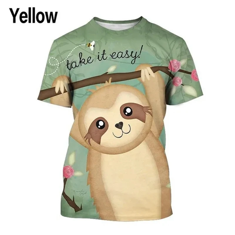 Lovely Sloth 3D Printed T Shirts For Men Women Kids Tops Tees Casual Short Sleeve Animel Pattern Breathable Comfortable T-shirts