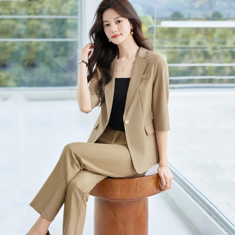 

Women's Slim-Fit Suit Jacket with Half Sleeves2024Spring New Small Summer Thin Business Clothing Suit Suit