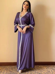 Vestido largo de manga larga con lentejuelas Eid árabe para mujer, Abaya musulmana, ropa islámica India suelta, caftán marroquí