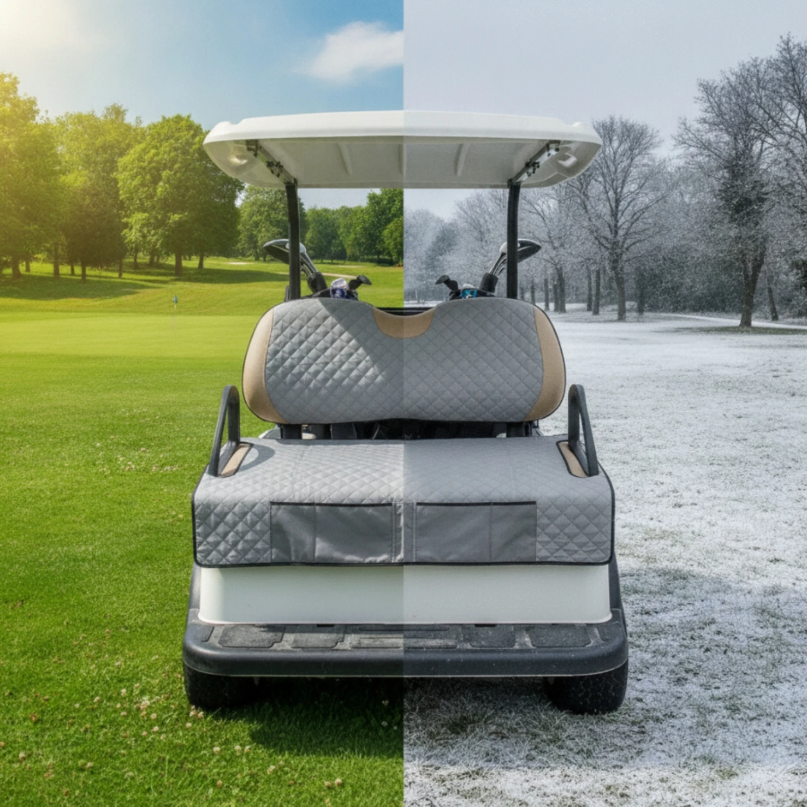 Golf Cart Seat Cover with Non-Slip Backing Long-Lasting Golf Cart Seat Cover with Pockets Soft Heavy Duty for Golfers