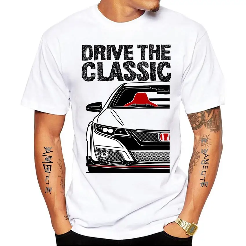 

Drive Civic Type R FK2 Best Shirt Car Design T-Shirt New Summer Men Short Sleeve Vintage Boy Casual Tops Harajuku Man White Tees