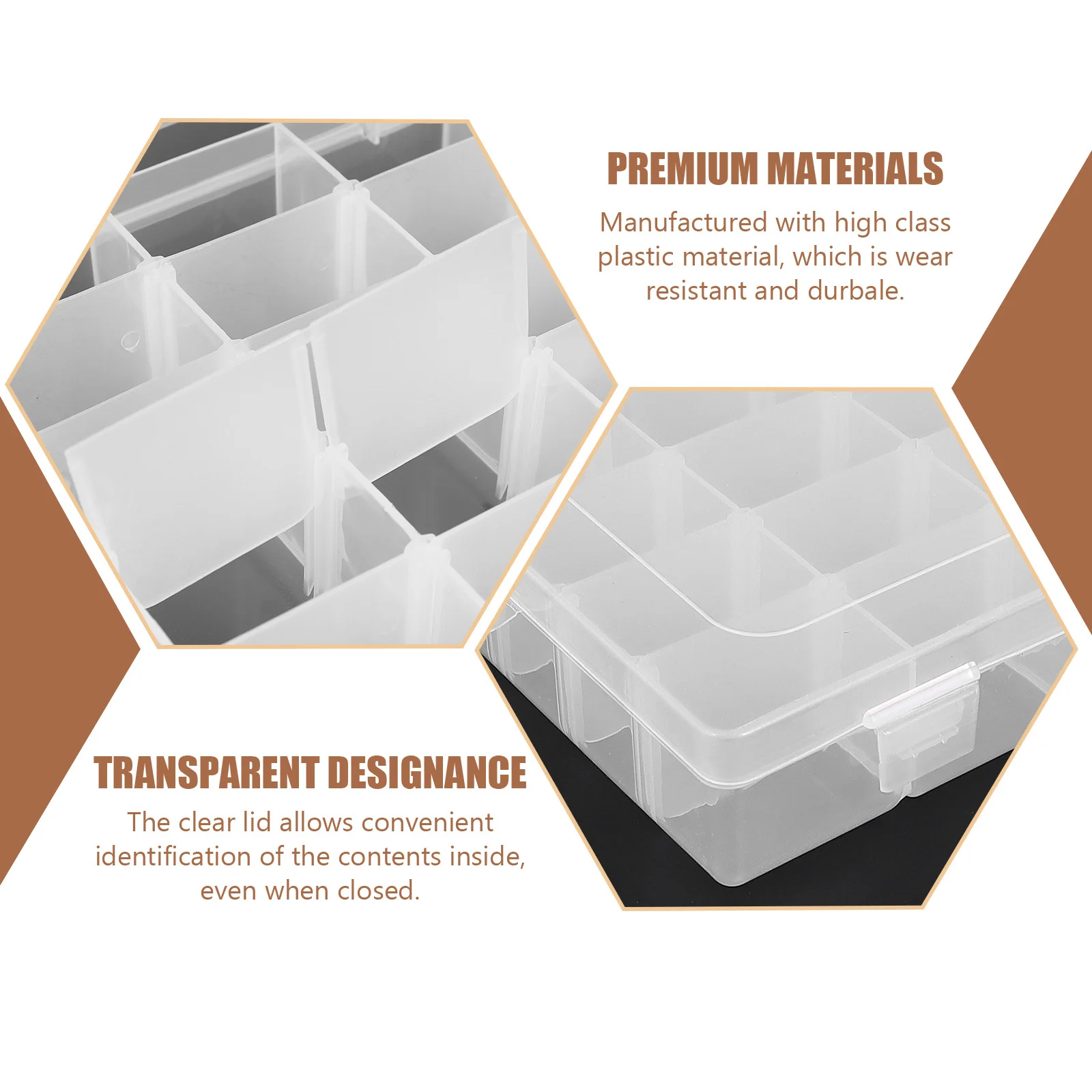 

Professional Plastic Letters Organizer 36 Grids Removable Separators Storage Box Clear Lid Convenient Household