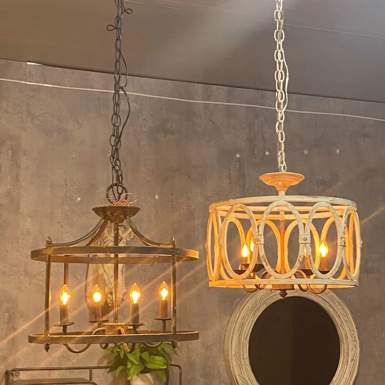 American rural retro wrought iron chandelier simple creative restaurant French pastoral living room ceiling lamp decoration