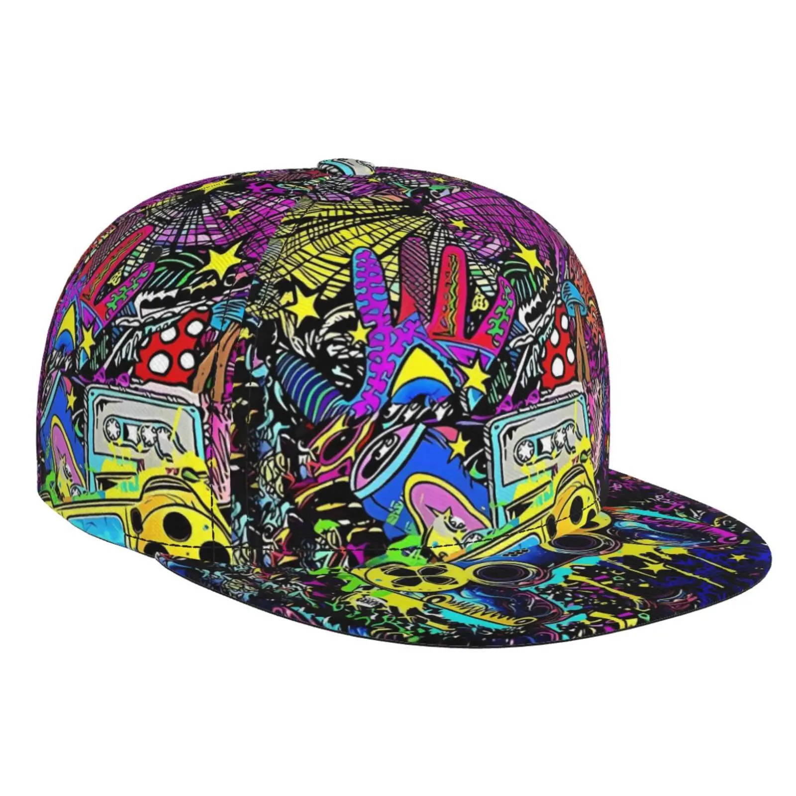 Stylish Hip Hop Style Adjustable Snapback Cap for Men and Women Sun Cap Graffiti Hat Doodle Baseball Hat
