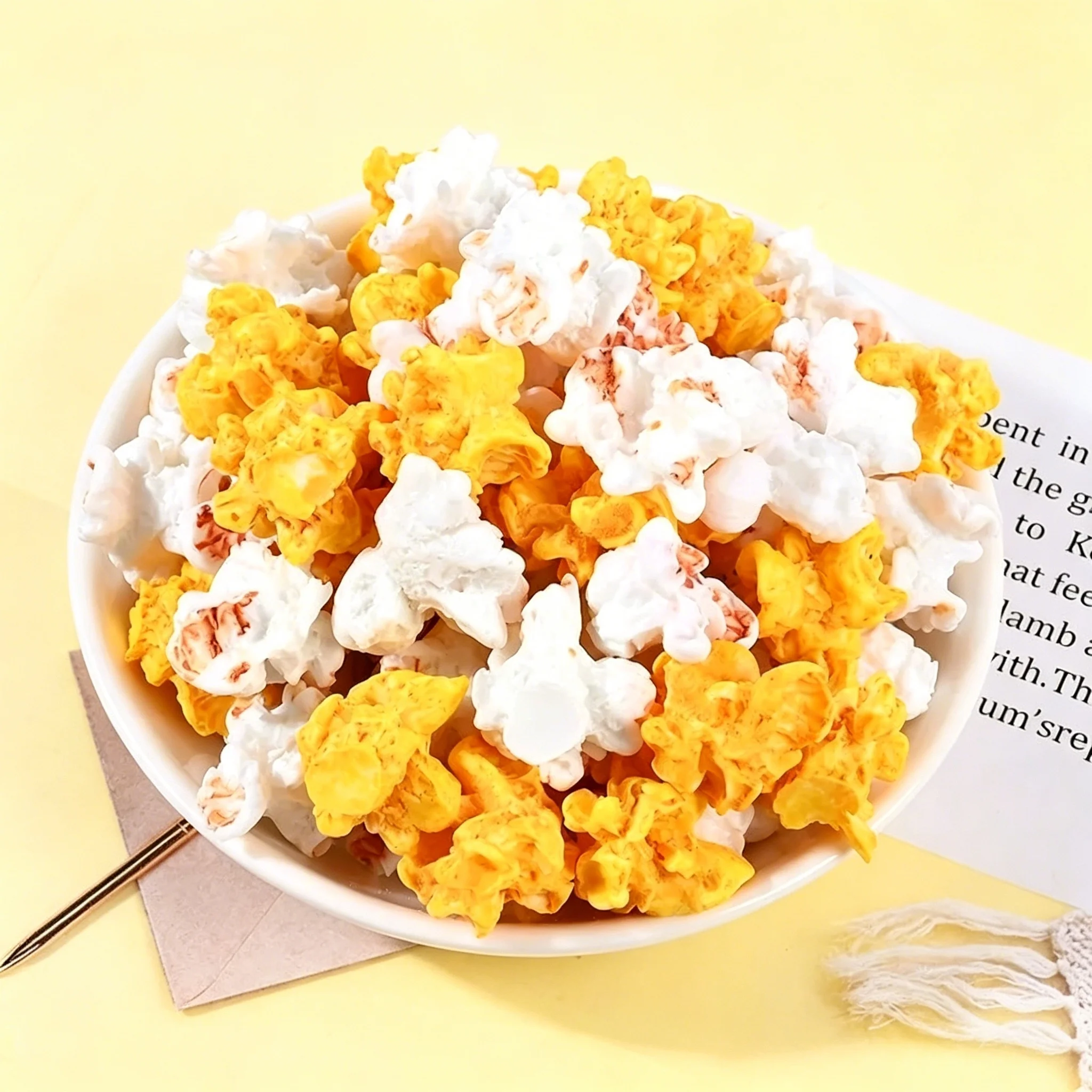 10Pcs Resin Popcorn Ornaments, DIY Earring Supply & Miniature Scene Decor