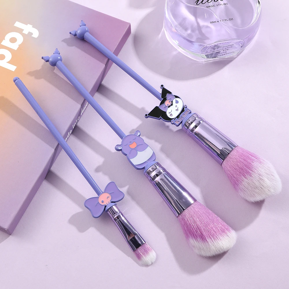 Kuromi Cute Style 3 Makeup Brush Set Purple Set Brush Ultra Soft Eyeshadow Brush Makeup Brush